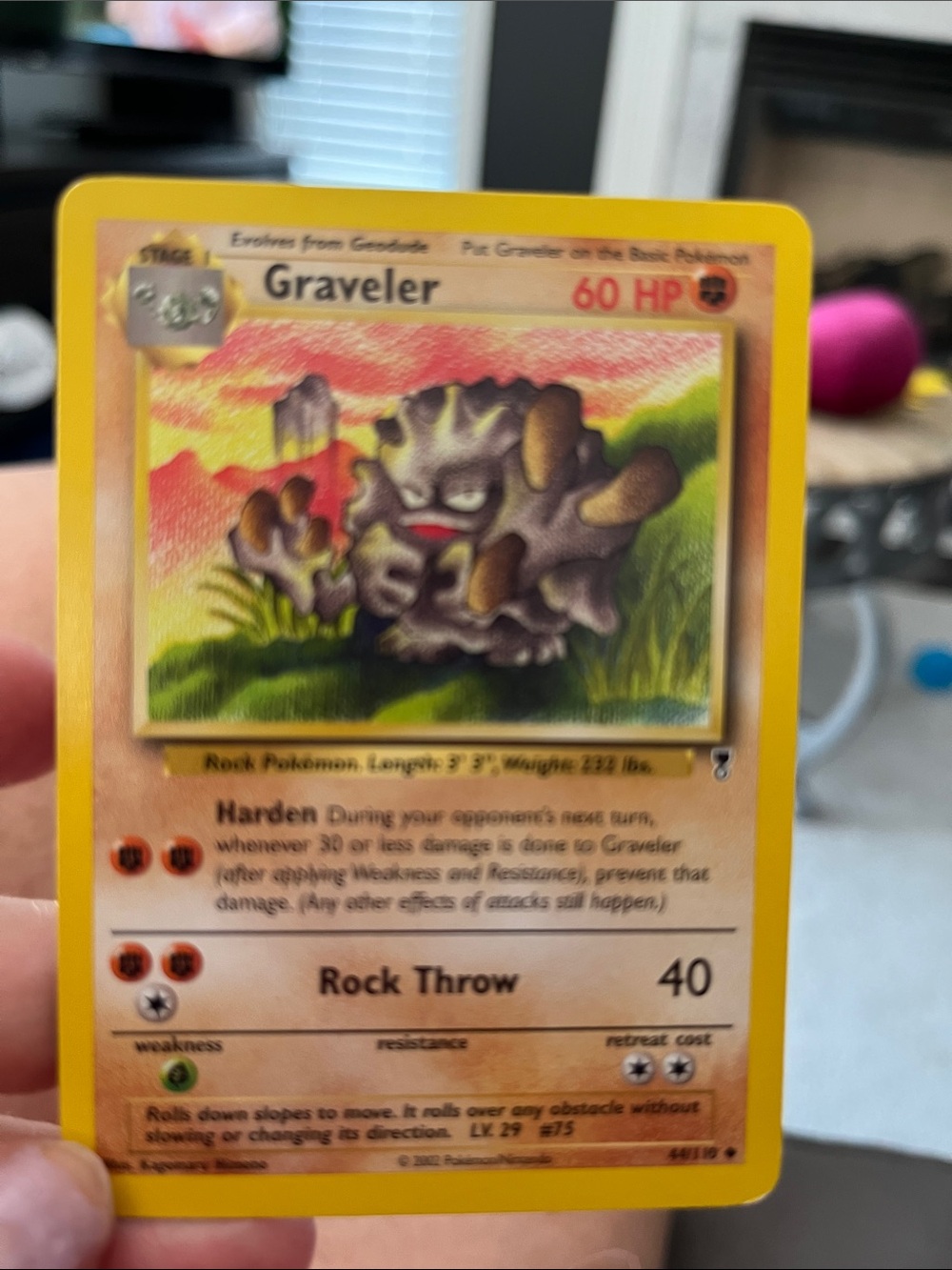 Pokemon Graveler Vintage Card — Yellow Border with Brown and Green Art
